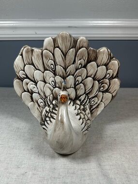 Capodimonte Porcelain Vase Peacock Vintage